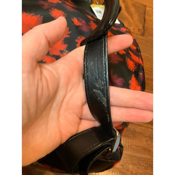 Givenchy Unisex Red Black Rose Floral Foliage Nylon Backpack W/ Leather Straps - Picture 7 of 11